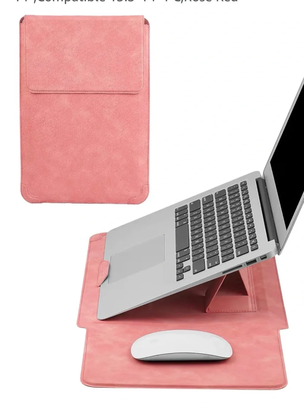 Pink 14-inch Tablet & Laptop Sleeve with Stand Feature